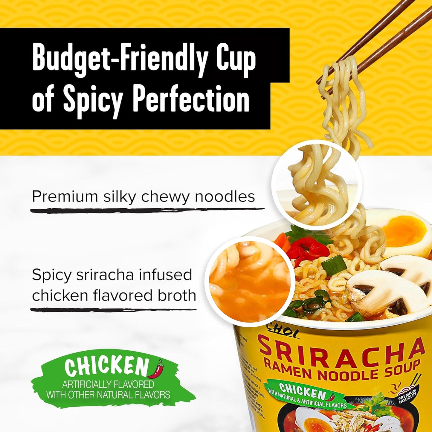 Choi Sriracha Ramen Chicken 65g Cup (6-pack)