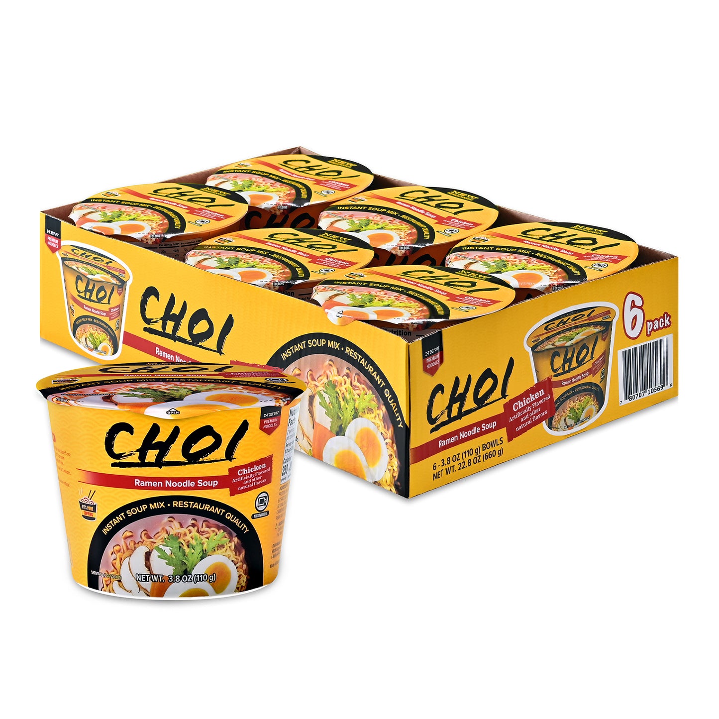 Choi Premium Ramen Noodle Soup 110g Bowl (6-pack)