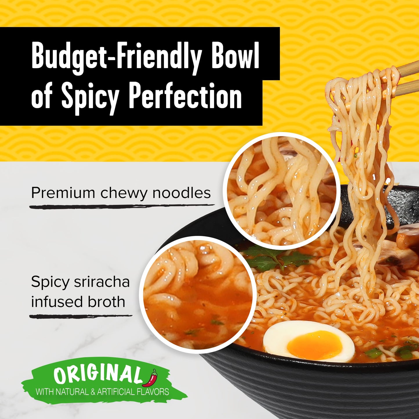 Choi Premium Sriracha Chicken Ramen Noodle Soup – Spicy Instant Ramen, Stovetop Pouch, 20 Count (4.23 oz / 120 g Each), 4-Pack Sets