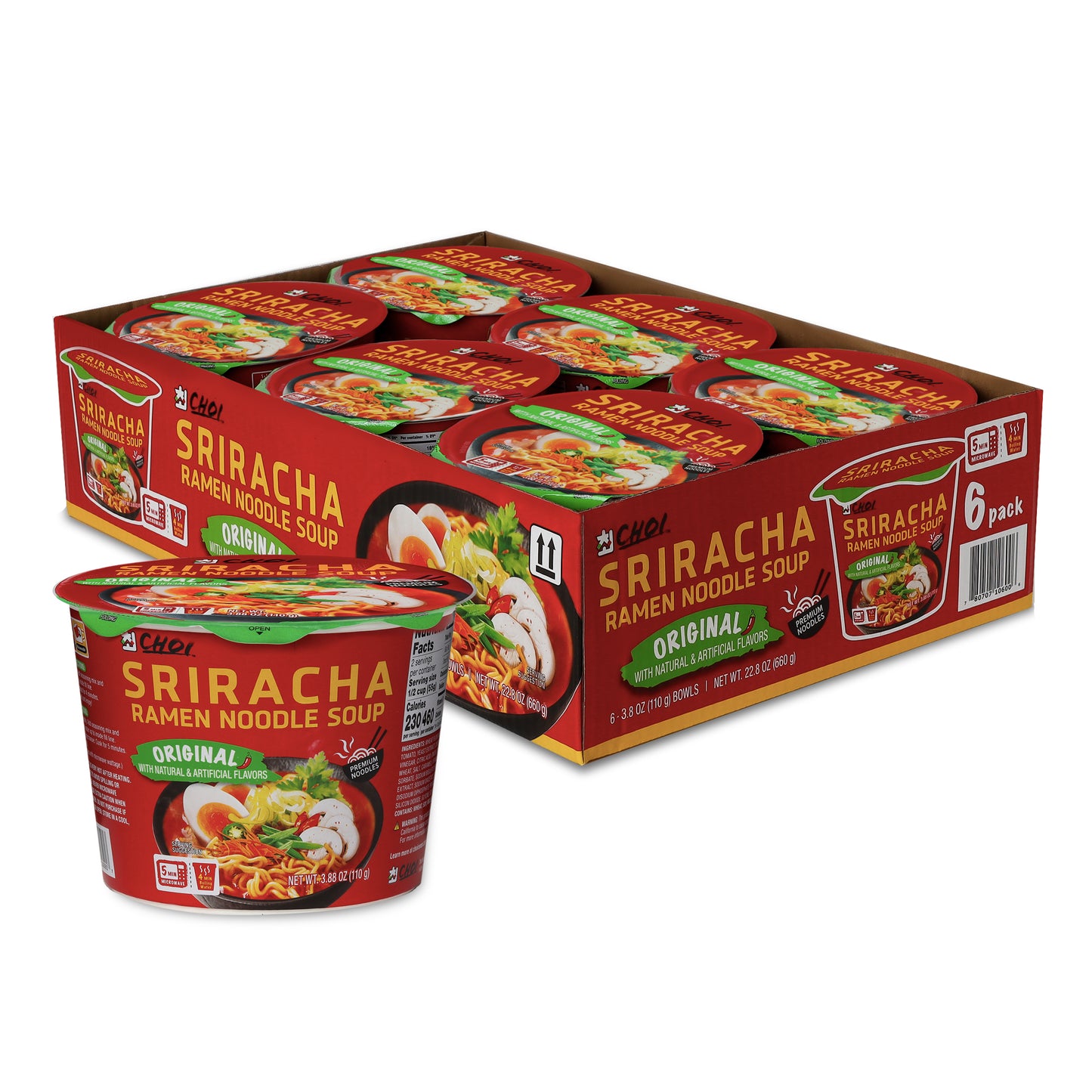 Choi Sriracha Ramen Original 110g Bowl (6-pack)