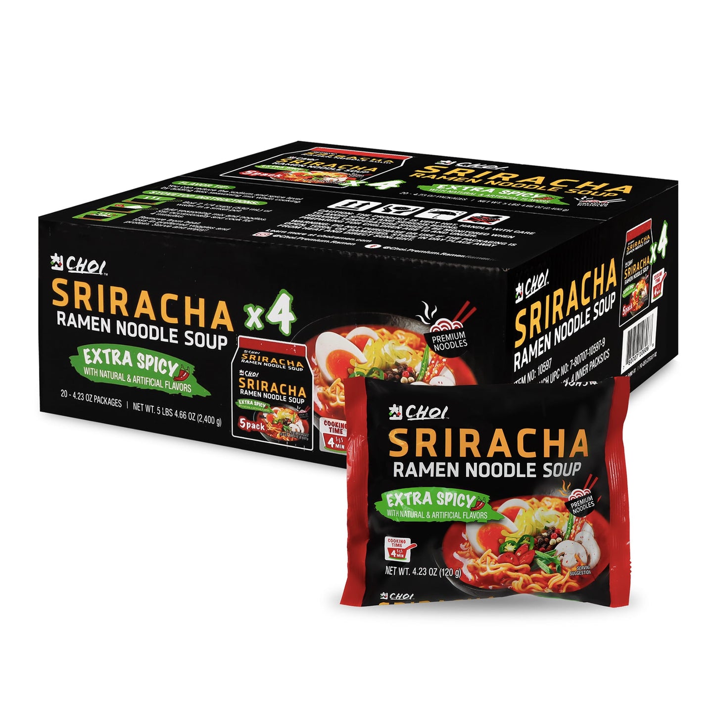 Choi Sriracha Ramen Extra spicy 120g Pouch (20-pack)